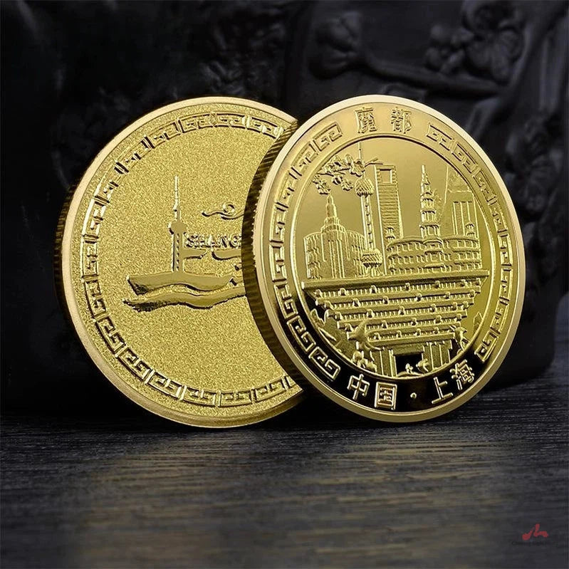 Shanghai Bund Skyline Commemorative Coin - shanghai, bund, and skyline