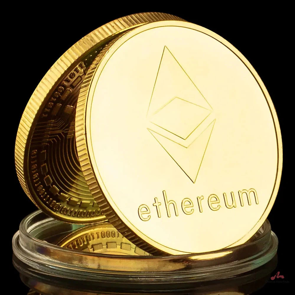 Bitcoin Ethereum Diamond Logo Cryptocurrency Collectible Coin - circuit board