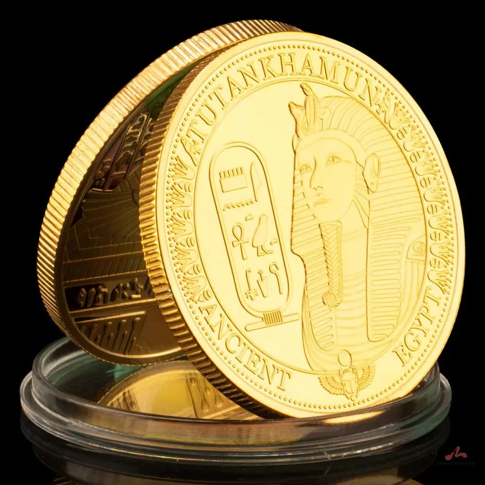 Pharaoh of Ancient Egypt Tutankhamun Hieroglyphs Collectible Coin - tutankhamun mask