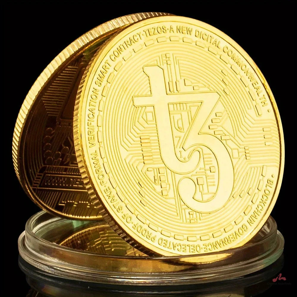 Cryptocurrency Tezos Circuit Board Cryptocurrency Collectible Coin - fine detail, even toning, and soft luster