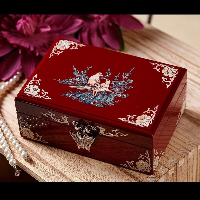 Handmade Abalone Shell Mosaic Jewelry Box Lacquer Ware Storage – Floral Corners Butterfly Clasp - Chinese style jewelry bo...