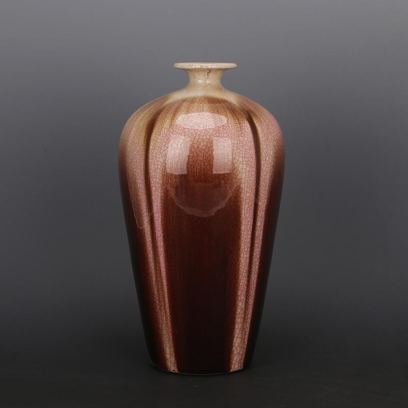 Jingdezhen Porcelain Vase – Mei Flower – Streaks Copper-Red - Chinese style vase wall art