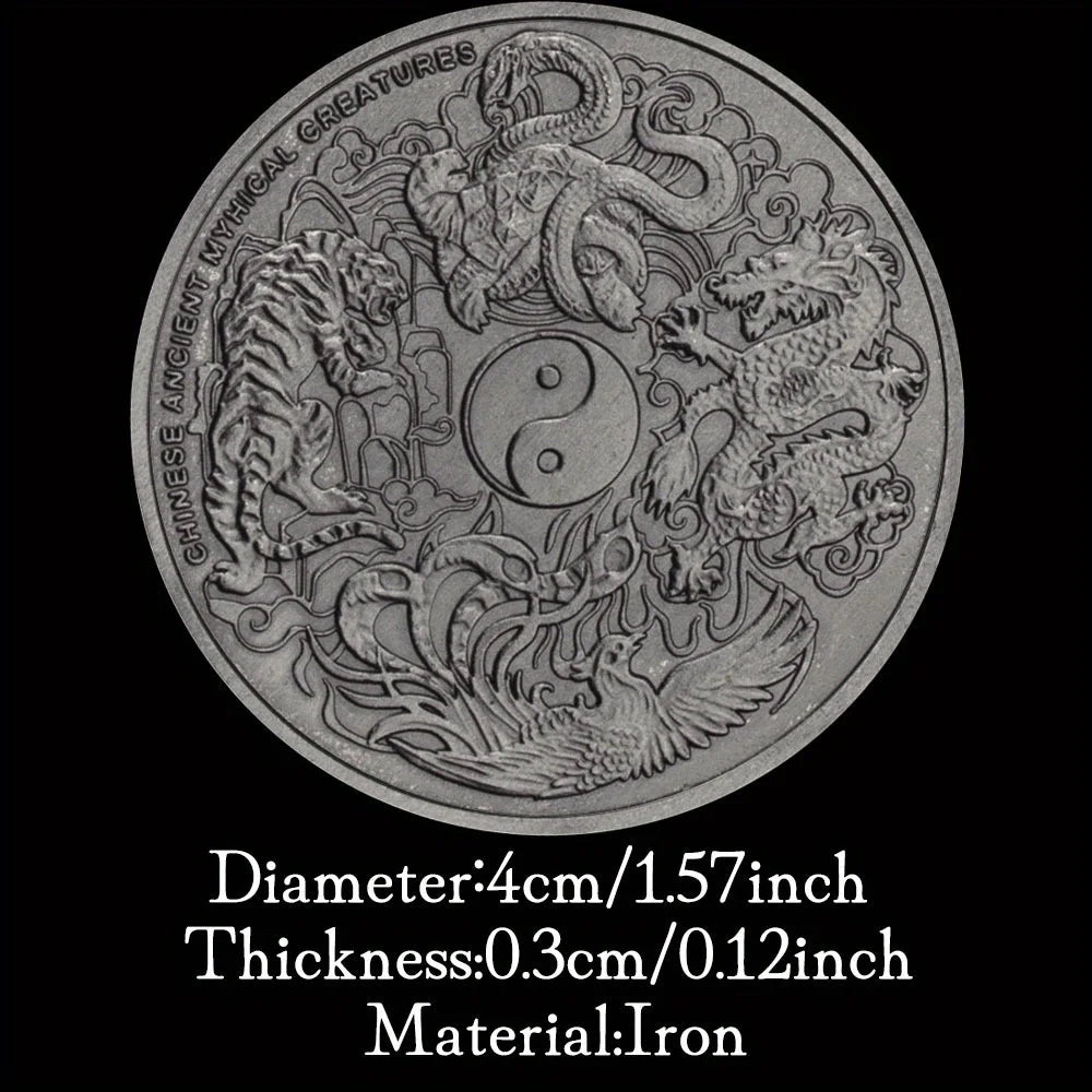 4 Great Mythical Creatures Blue Dragon Phoenix White Collectible Coin - view 3