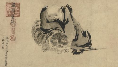Buy Chinese Antique Art Painting 五代十国石恪二祖调心图独坐