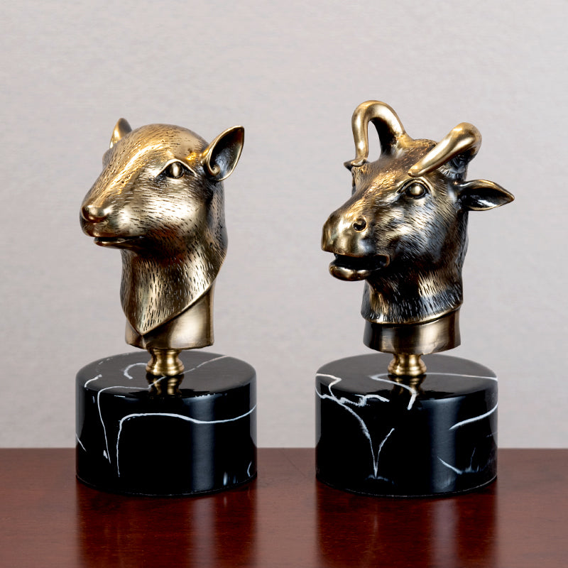 12 Chinese Zodiac Animals Metal Copper Decoration – Black Marble - view 3
