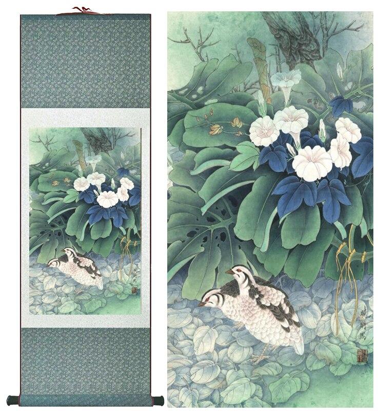 Birds and flower painting silk scroll painting traditional birds and flower painting Chinese painting