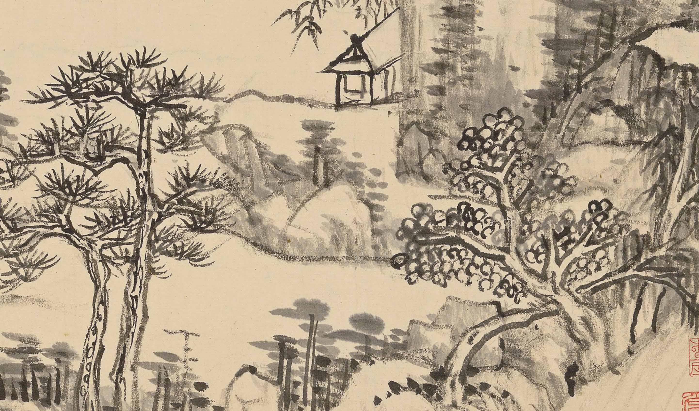 Chinese Antique Art Painting 清 王原祁 仿黄子久富春长卷 Qing Wang Yuanqi Fu Chun Tu
