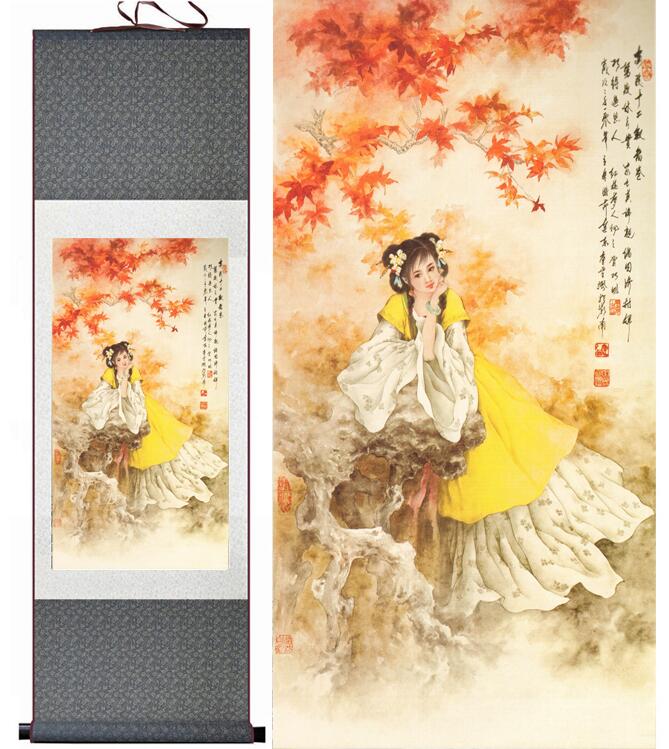 Chinese Scroll Painting A Dream of Red Mansions Traditional Chinese painting Home Office Decoration painting Qiaojie painting