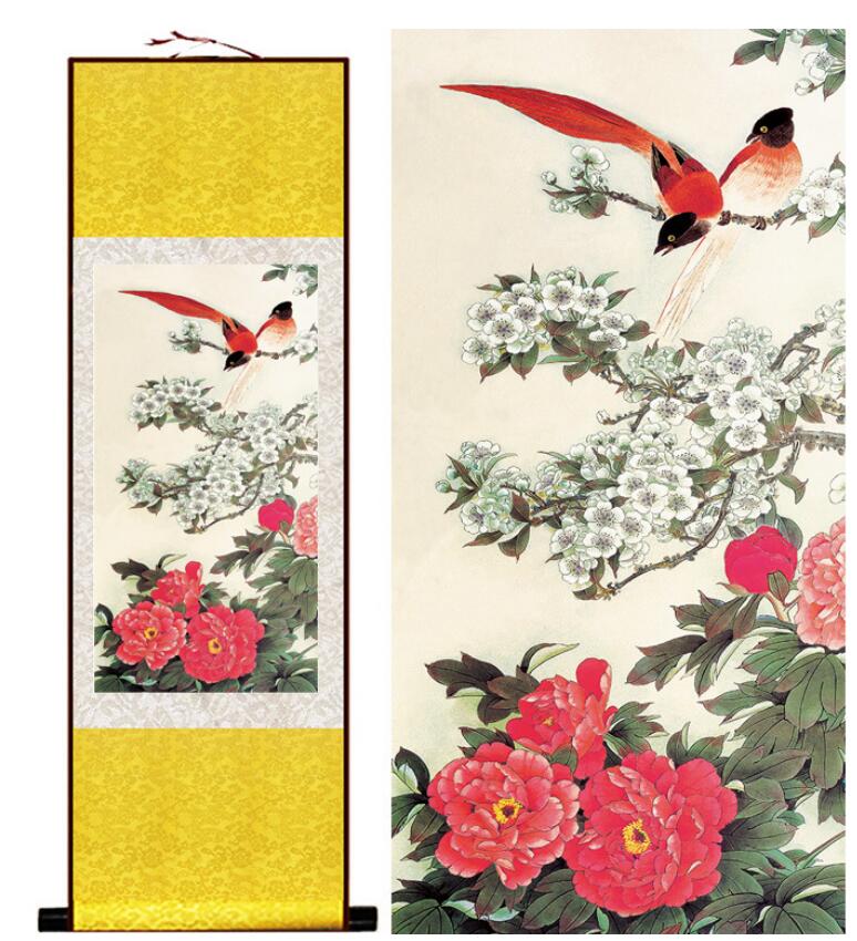 Chinese Scroll Painting Birds and flower Painting Home Office Decoration Chinese scroll painting birds painting