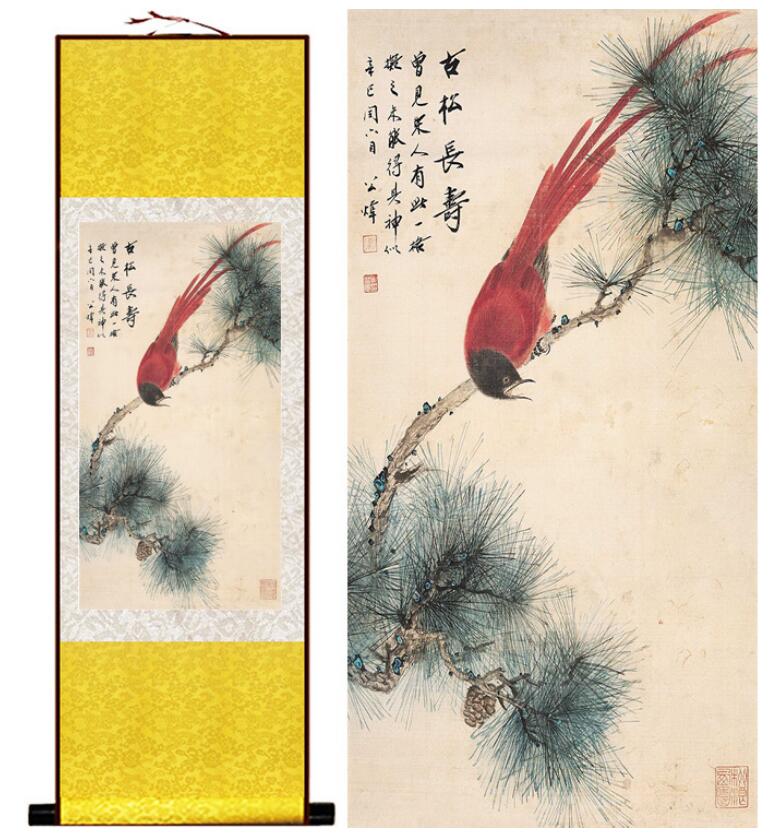 Chinese Scroll Painting Birds and flower Traditional Chinese Art Painting birds and flowers pictures painting