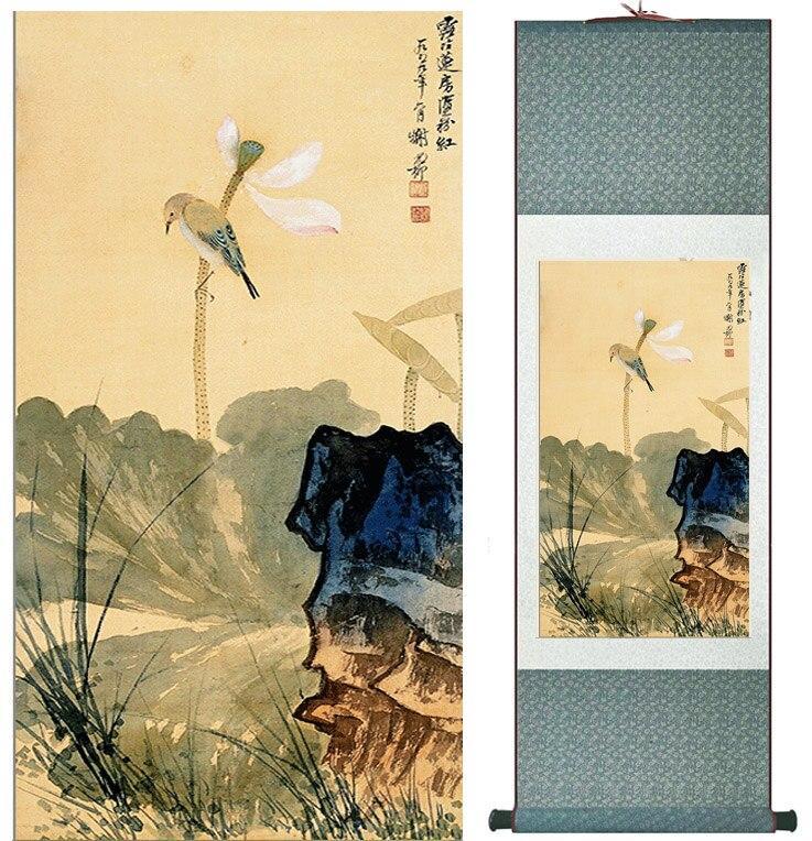 Chinese Scroll Painting Birds and flower painting Home Office Decoration Chinese scroll painting birds and flower picture painting