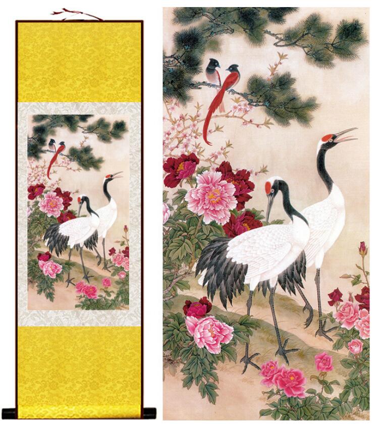 Chinese Scroll Painting Birds and flower painting Traditional Chinese Art Painting birds and flowers painting art painting Songhe Mudan