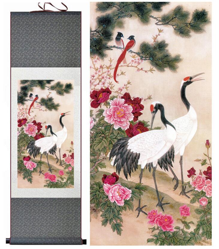 Chinese Scroll Painting Birds and flower painting Traditional Chinese Art Painting birds and flowers painting art painting Songhe Mudan