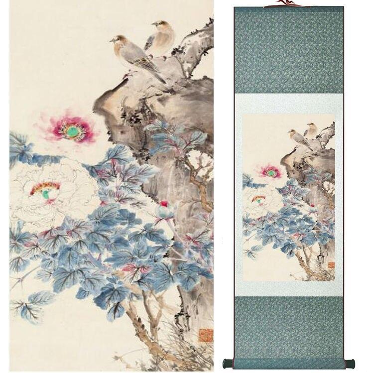 Chinese Scroll Painting Birds and flower painting home office decoration painting home painting