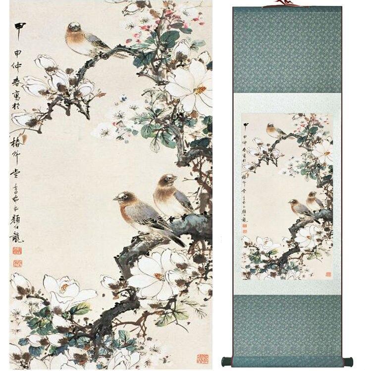 Chinese Scroll Painting Birds and flower painting home office decoration painting home painting
