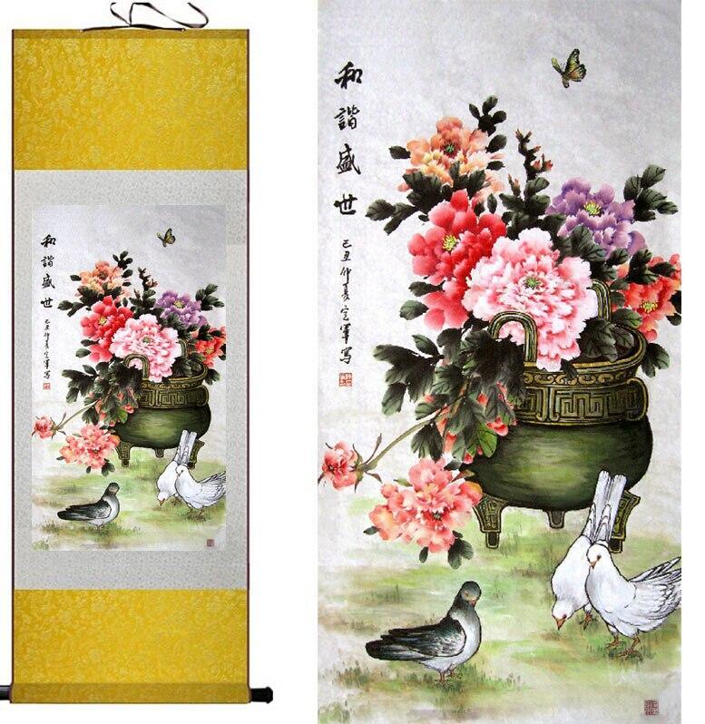 Chinese Scroll Painting Birds and flowers Painting Home Office Decoration Chinese scroll painting birds painting birds and flower painting