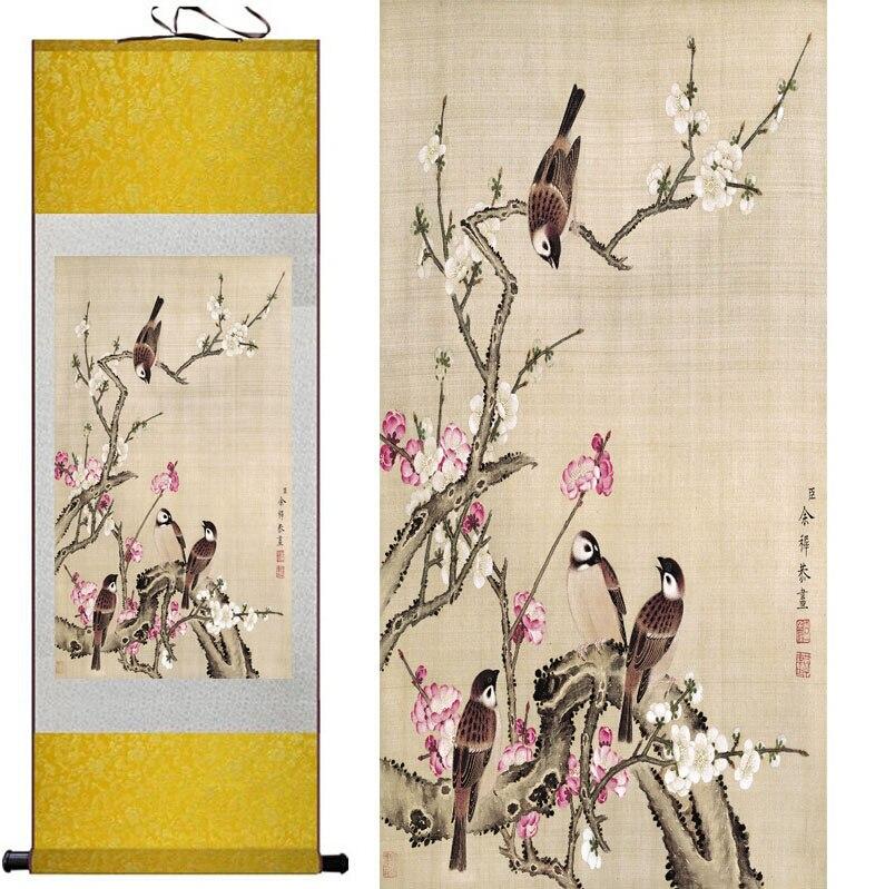 Chinese Scroll Painting Birds and flowers Painting Home Office Decoration Chinese scroll painting flower painting birds painting