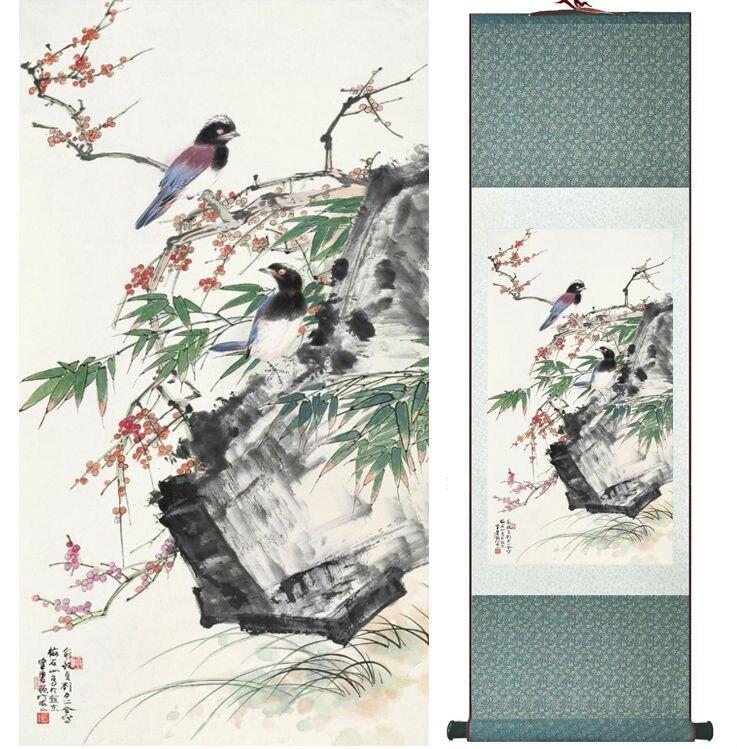 Chinese Scroll Painting Birds and flowers painting home office decoration painting home painting