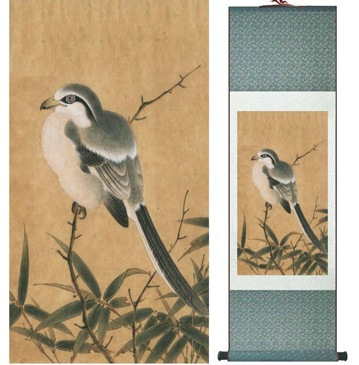 Chinese Scroll Painting Birds on the bamboo painting Chinese traditional art painting home decoration paintings