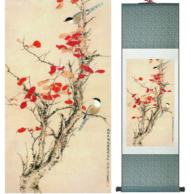 Chinese Scroll Painting Birds on the tree Painting home office decoration painting home picture Chinese ink painting
