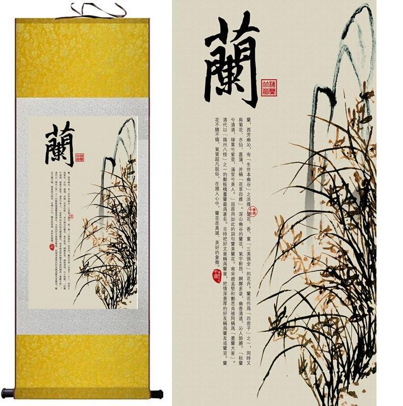 Chinese Scroll Painting Chinese characters and Flower painting Home Office Decoration Chinese scroll painting