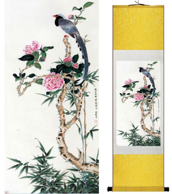 Chinese Scroll Painting Chinese ink painting Birds and flower Painting home office decoration painting home picture