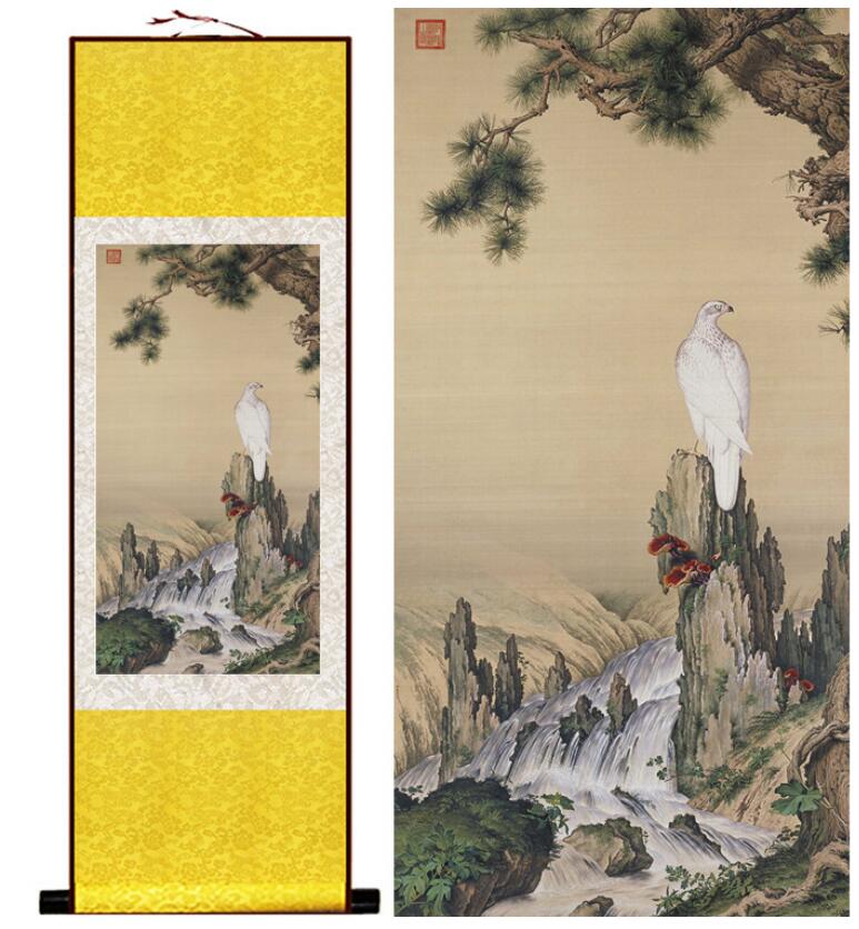 Chinese Scroll Painting Eagle painting Chinese Art Painting Home Office Decoration Chinese eagle painting eagle silk scroll painting