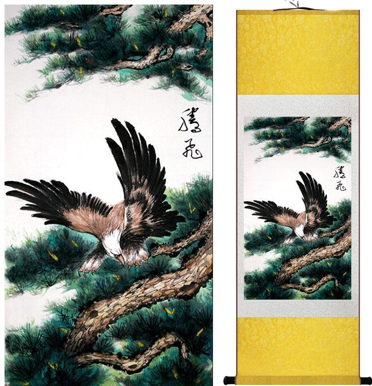 Chinese Scroll Painting Eagle painting Home Office Decoration Chinese scroll painting eagle on Pine tree painting eagle picture painting
