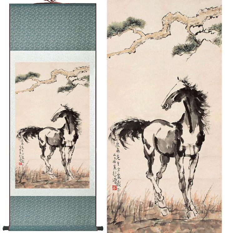 Chinese Scroll Painting Horse art painting traditional Chinese Art Painting Home Office Decoration Chinese painting horse picture