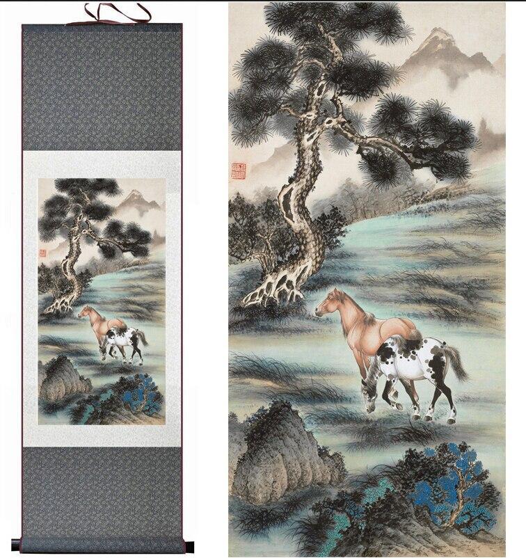 Chinese Scroll Painting Horse art painting traditional Chinese Art Painting Home Office Decoration horse picture painting