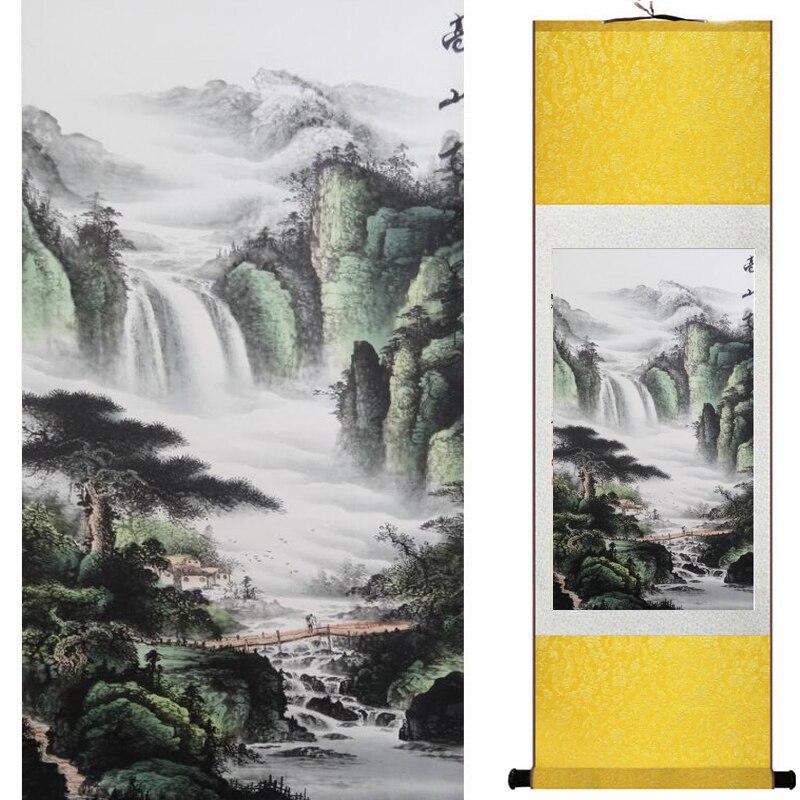 Chinese Scroll Painting Landscape painting Home Office Decoration Chinese scroll painting Mountains and river painting