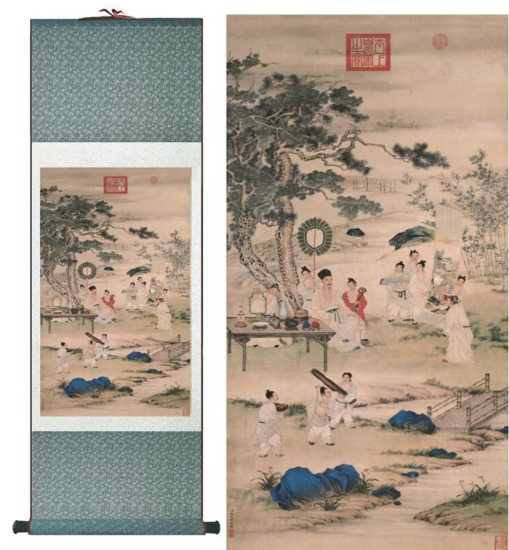 Chinese Scroll Painting LangShining Chinese Art Painting Home Office Decoration Chinese painting art figure painting Hongli painting