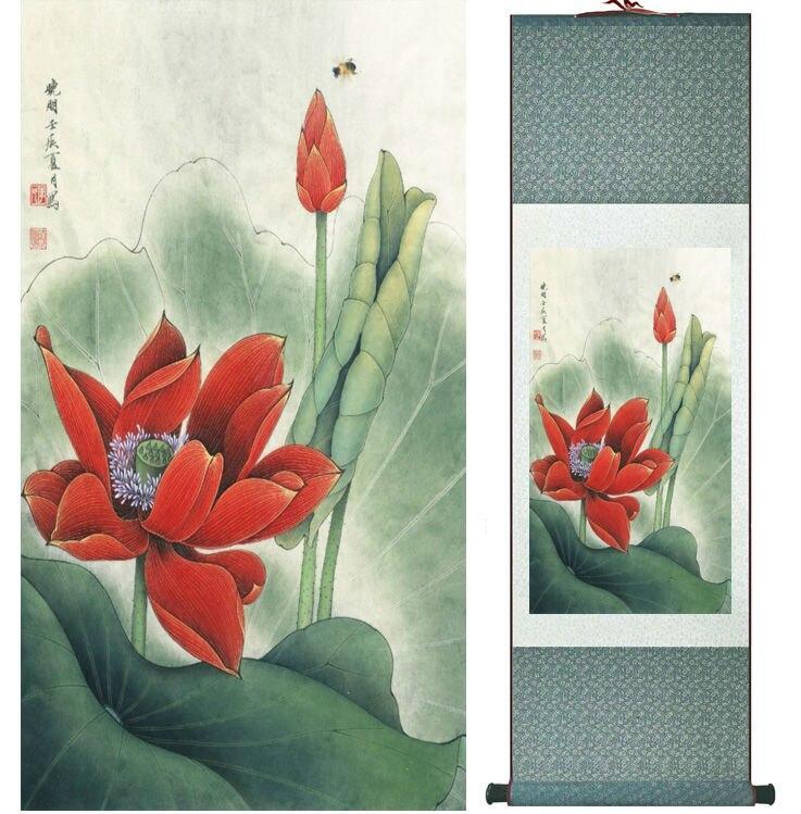 Chinese Scroll Painting Lotus painting Water lily Chinese wash painting home decoration painting Chinese traditional art painting