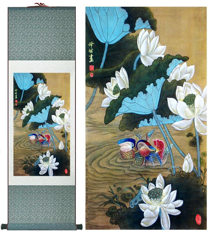 Chinese Scroll Painting Mandarin ducks traditional Chinese Art Painting Home Office Decoration Chinese painting