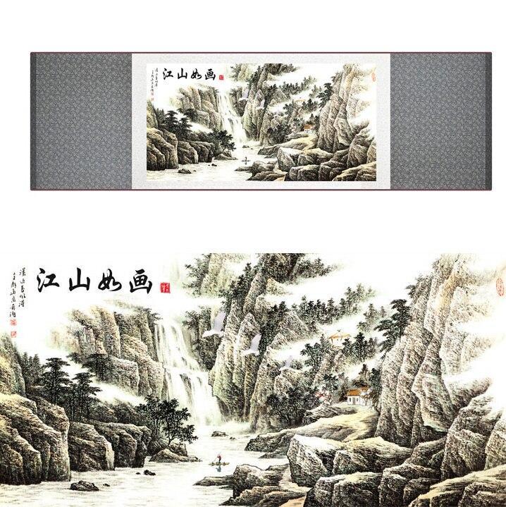 Chinese Scroll Painting Mountain and River art painting Chinese traditional landscape mountain and river painting