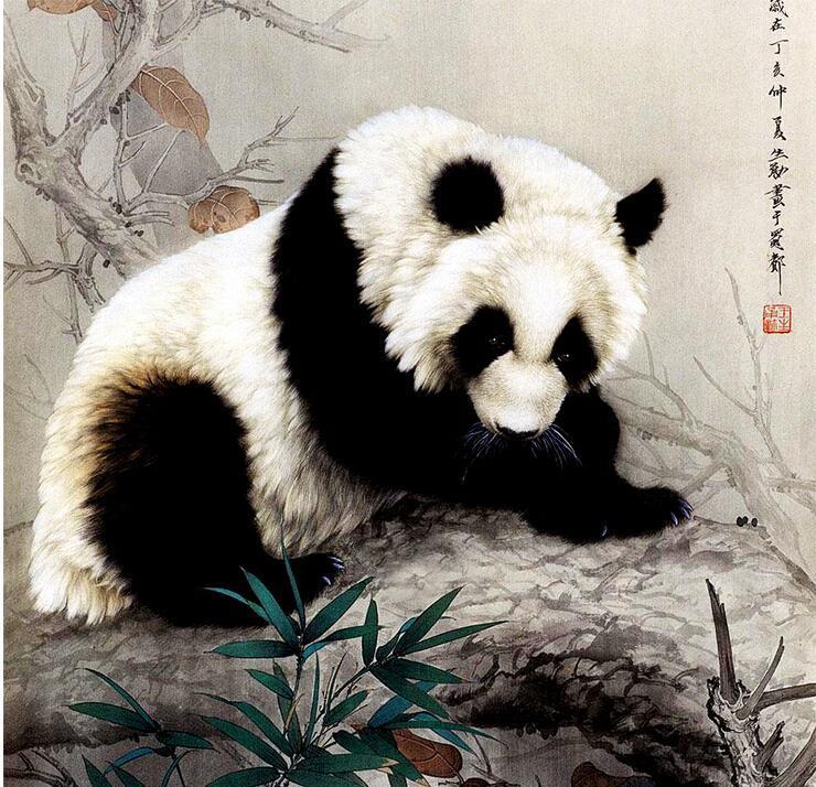 Chinese Scroll Painting One panda traditional Chinese Art Painting Home Office Decoration
