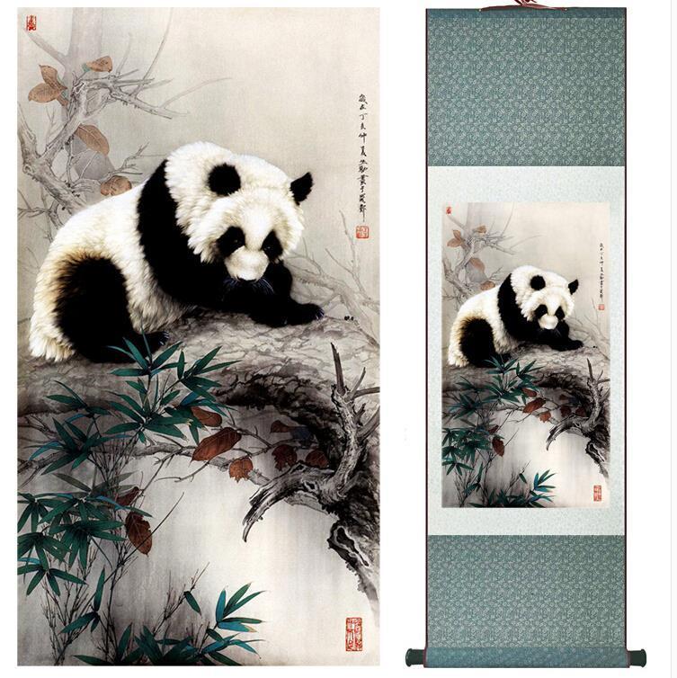 Chinese Scroll Painting One panda traditional Chinese Art Painting Home Office Decoration