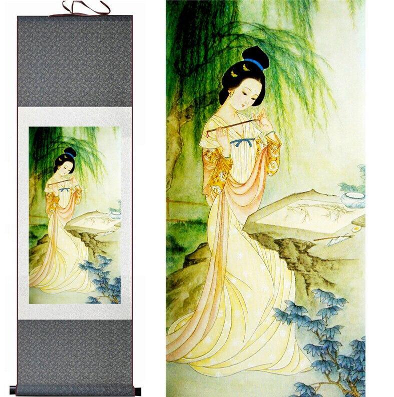 Chinese Scroll Painting Pretty girl painting Chinese Art Painting Home Office Decoration Chinese painting art figure painting