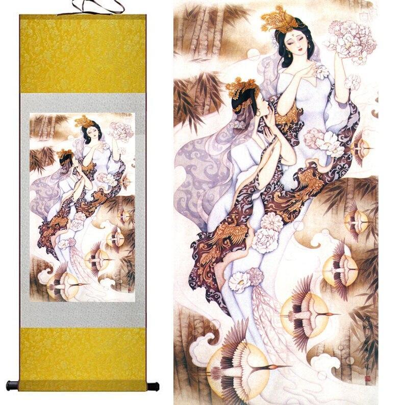 Chinese Scroll Painting Pretty girl painting Chinese Art Painting Home Office Decoration fairy painting