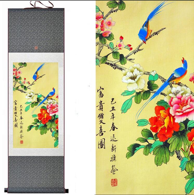 Chinese Scroll Painting Rich and happiness traditional Chinese Art Painting Home Office Decoration Chinese painting