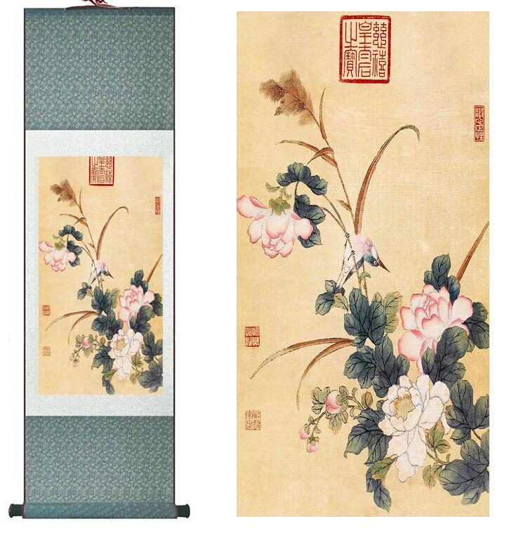 Chinese Scroll Painting Scroll painting Traditional Chinese art painting flowers art painting living room and office art painting