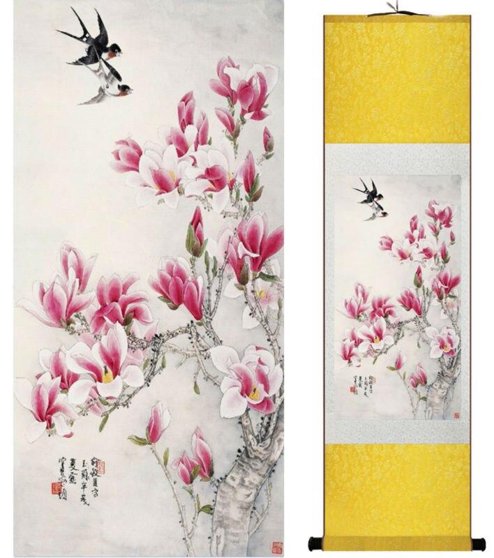 Chinese Scroll Painting Spring painting swallow and magnolia flower painting home office decoration painting home painting