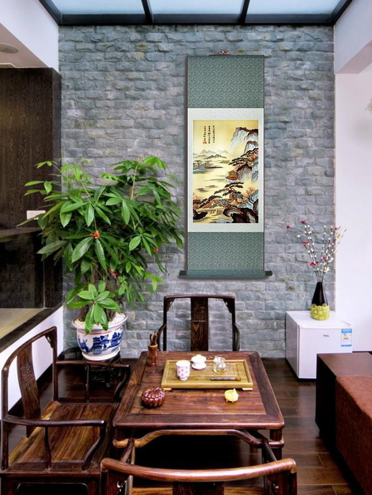 Chinese Scroll Painting Tangbohu landscape painting Chinese art Painting Home Office Decoration Chinese painting