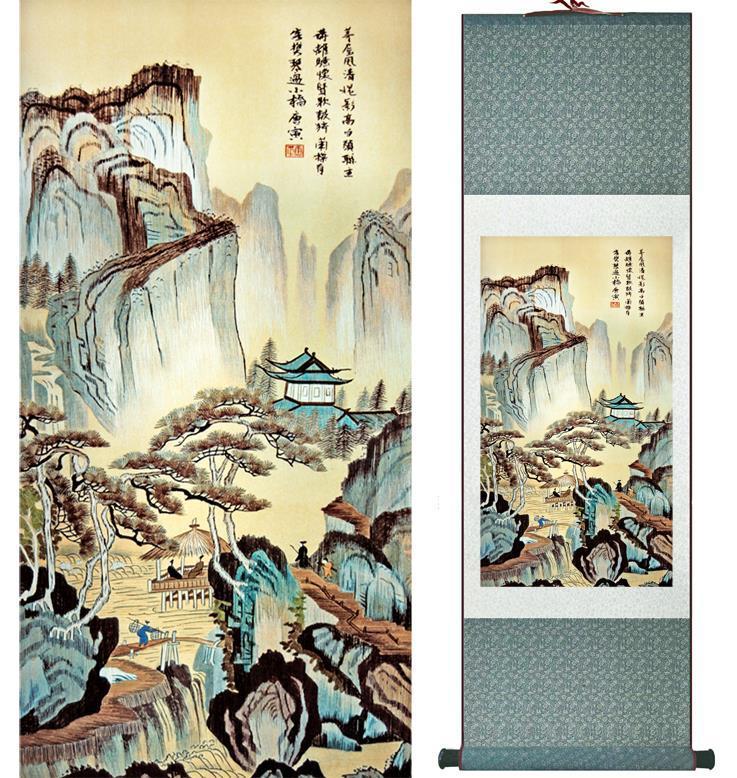 Chinese Scroll Painting Tangbohu landscape painting Chinese art Painting Home Office Decoration Chinese painting