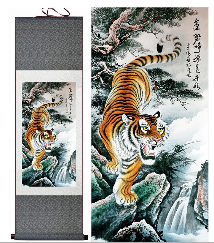 Chinese Scroll Painting Tiger traditional Chinese Art Painting Home Office Decoration Chinese painting