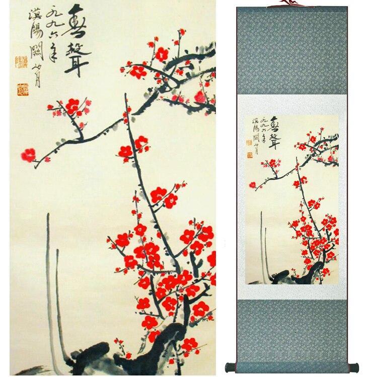 Chinese Scroll Painting Traditional Birds and flower Painting Home Office Decoration Chinese scroll painting Spring Ink wash painting