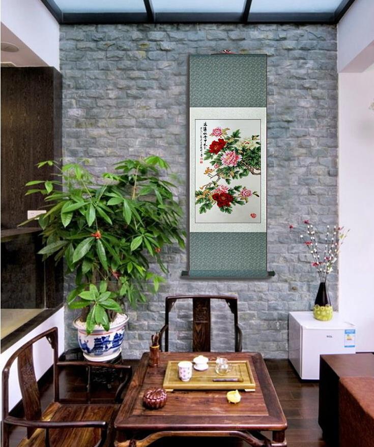 Chinese Scroll Painting Traditional Chinese Art Painting Home Office Decoration Chinese painting Peony flower painting