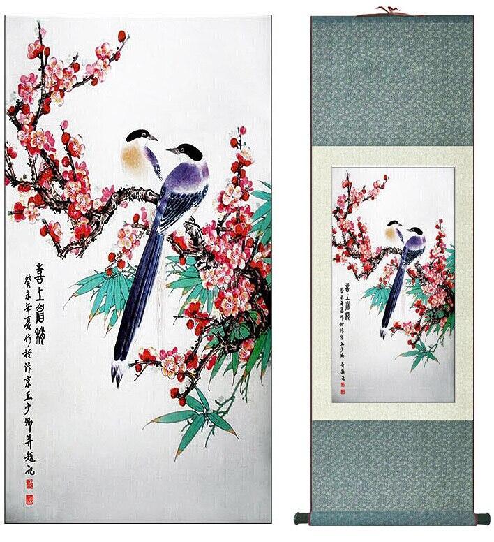 Chinese Scroll Painting Traditional Chinese Art Painting Home Office Decoration Chinese painting spring birds painting