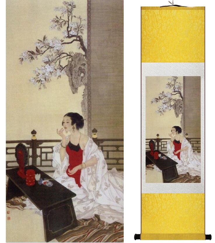 Chinese Scroll Painting Traditional Chinese pretty girls painting Home Office Decoration beautifull women painting