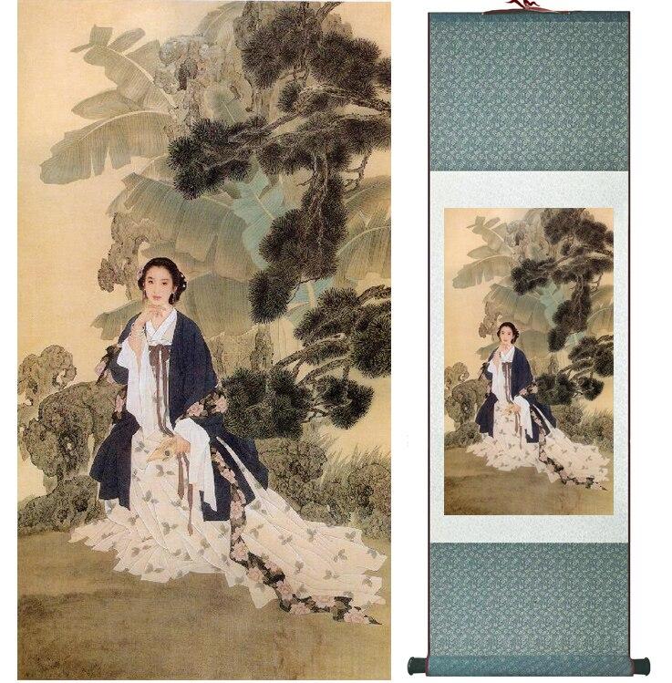 Chinese Scroll Painting Traditional Chinese pretty girls painting Home Office Decoration beautifull women painting